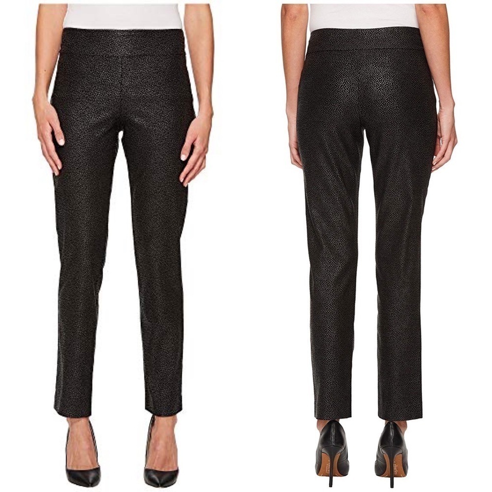 Krazy Larry Black Pebble Pull On Ankle Pants Stretch Skinny High Rise Preppy 4